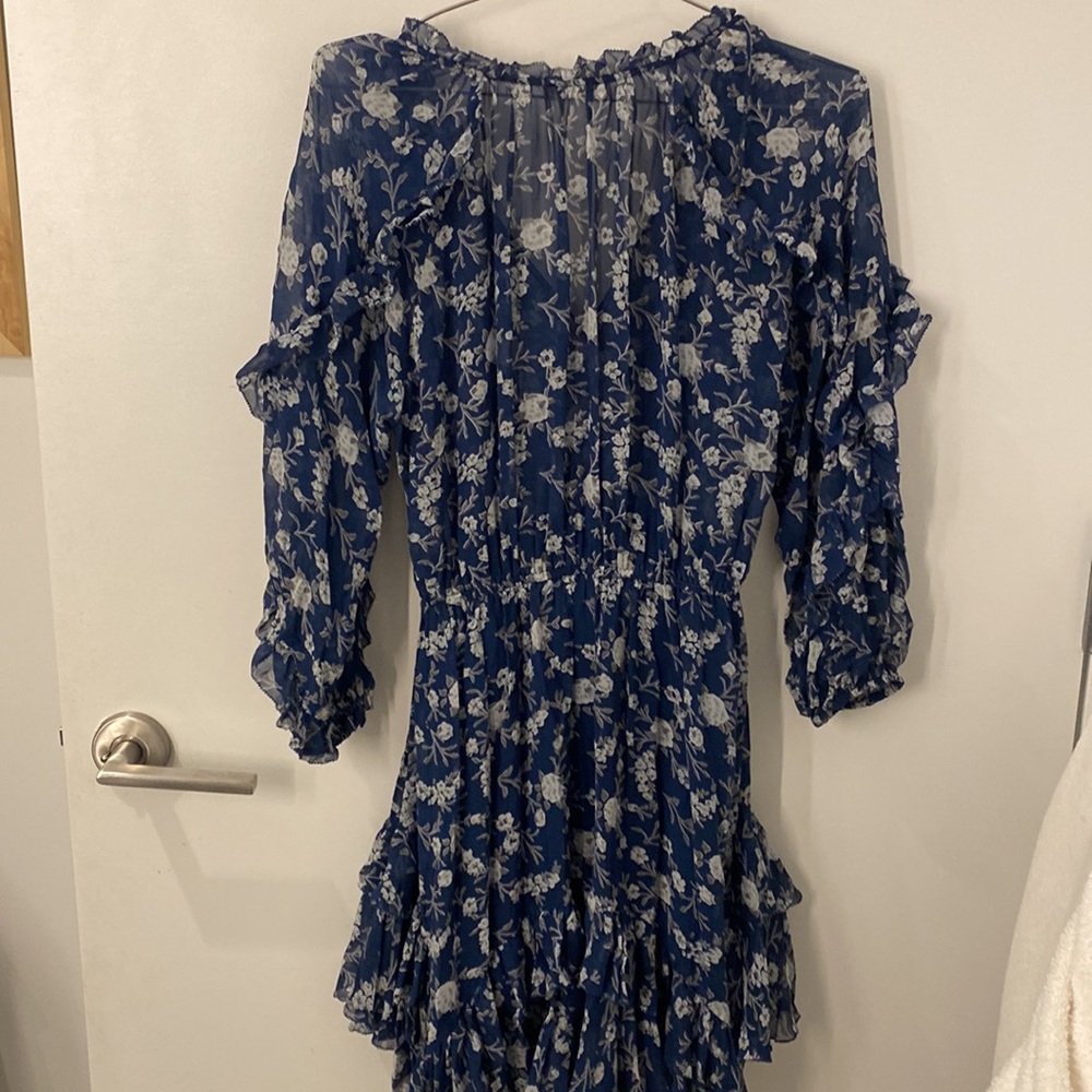 Ulla Johnson Blue Floral Print Silk Dress Size 0 - Picture 3 of 4